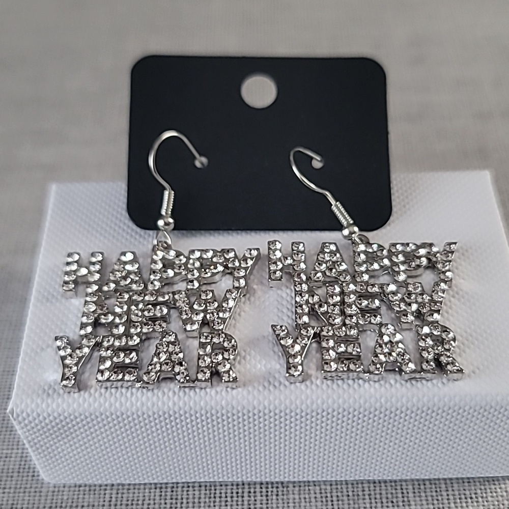 Sparkling Rhinestone Happy New Year Earrings